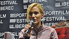 Gabriela Soukalové bhem besedy s návtvníky Sportfilmu Liberec (5. íjna 2024)