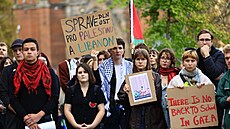 V Brn se ve stedu 9. íjna 2024 konala demonstrace proti nekritické podpoe...