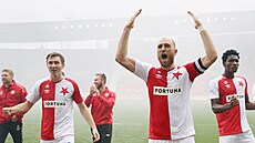 Jaromír Zmrhal, Martin Latka, Simon Deli a  Milan koda (zleva) ze Slavie se...