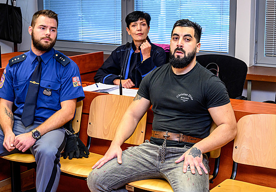 Ob�alovaný Marcel Sinaj v jednací síni ústeckého krajského soudu (17. �íjna...