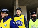 Hokejist� brn�nsk� Komety si vyrazili prohl�dnout stavbu nov� ar�ny, v n�...