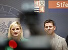 Hejtmanka St�edo�esk�ho kraje Petra Peckov� (STAN) a poslanec Jan Skope�ek...