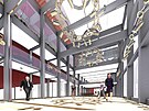 Vizualizace nov podoby atria mezi divadeln a provozn budovou Novho divadla...