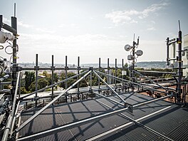 BSC Vodafonu na st�e�e Národního technického muzea v Praze