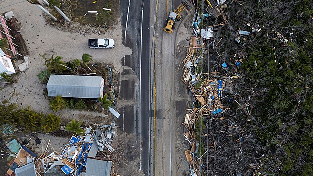 �kody po hurik�nu Milton v Matlache na Florid� (10. ��jna 2024)