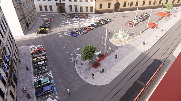 Vizualizace z rozpracovan studie olomouckho nmst Republiky, kter prola veejnm projednnm a byla pedstavena rad msta. Nvrh jet nen dokonen a projednan vedenm msta.