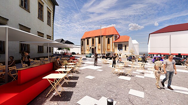 Vizualizace z rozpracovan studie olomouckho nmst Republiky, kter prola veejnm projednnm a byla pedstavena rad msta. Nvrh jet nen dokonen a projednan vedenm msta.