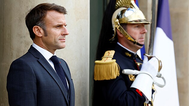 Emmanuel Macron kr�tce p�ed setk�n�m s Volodymyrem Zelensk�m (10. ��jna 2024)