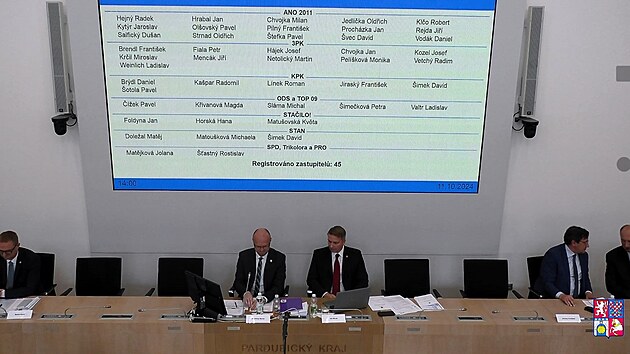 Ustavuj� zased�n� zastupitel� Pardubick�ho kraje zvolen�ch pro obdob� 2024 a� 2028. (11. ��jna 2024)