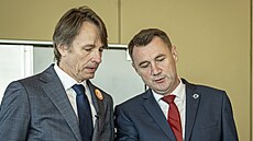 Martin P�ta a Edvard Ko�u�ník p�i podpisu koali�ní smlouvy (16. �íjna 2024)
