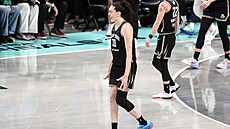 Zklamaná Breanna Stewartová z New York Liberty ve finále WNBA s Minnesota Lynx.