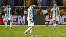 Lionel Messi b�hem kvalifika�ního zápasu na MS mezi Argentinou a Venezuelou.