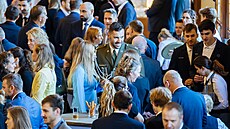 Kanoista Josef Dostál a kanoistka Aneka Paloudová v Míovn Praského hradu na...