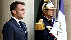 Emmanuel Macron krátce p�ed setkáním s Volodymyrem Zelenským (10. �íjna 2024)