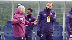 Do�asný kou� anglické fotbalové reprezentace Lee Carsley diskutuje na tréninku...