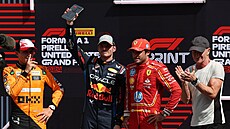 Max Verstappen se raduje z vítzství ve sprintu Velké ceny USA.