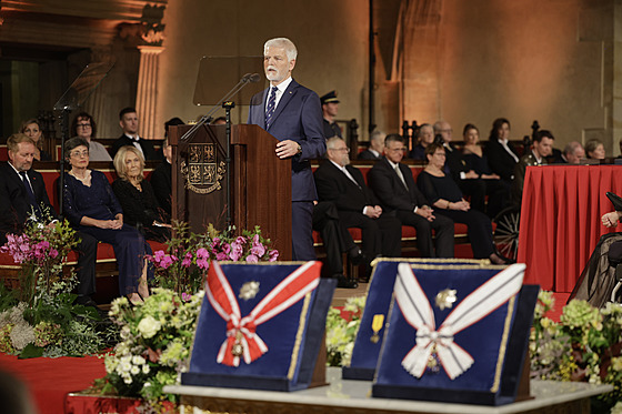 Prezident Petr Pavel pi udílení státních vyznamenání. (28. íjna 2024)