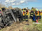 Na d�lnici D4 u Dob��e ve sm�ru na Prahu se p�evr�tila n�kladn� cisterna. (28....
