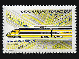 Po�tovní známka vydaná u p�íle�itosti zahájení provozu speciálních rychlých...