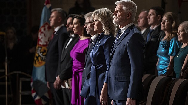 Projev ke sttnmu svtku 28. jna pedn ve Vladislavskm sle Praskho hradu prezident Petr Pavel. (28. jen 2024)