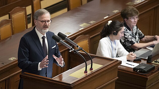 Premi�r a p�edseda ODS Petr Fiala p�i jedn�n� o rozpo�tu ve Sn�movn�