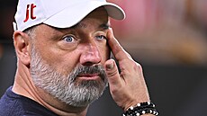 Slávistický kou� Jind�ich Trpi�ovský b�hem utkání s Bilbaem.