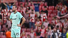 Smutný slávistický úto�ník Tomá� Chorý po porá�ce v Bilbau.