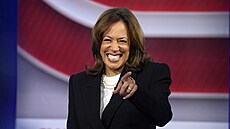 Kamala Harrisová bhem ivého rozhovoru CNN v Pensylvánii (23. íjna 2024)