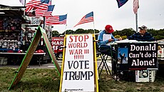 Trumpovi stoupenci ve Warrenu ve stát� Michigan (27. zá�í 2024)