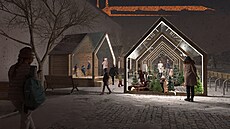 Podoba vesniky, která vznikne na adventních trzích v Brn.