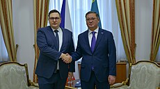 Ministr zahrani�ních v�cí Jan Lipavský po jednání se svým kazachstánským...