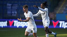 Fotbalisté Liberce se radují t gólu v utkání proti Slovácku.