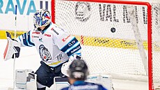 Branká� Petr Kvá�a z Liberce inkasuje gól v utkání s Vítkovicemi.