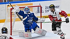 Brn�nský branká� Michal Postava vyrá�í spar�anskou st�elu.