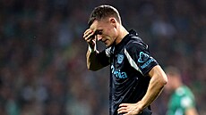 Úto�ník Bayeru Leverkusen Florian Wirtz po neprom�n�né �anci.