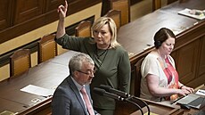 Poslanec ODS Marek Benda po boku Aleny Schillerové z hnutí ANO. (24.�íjna 2024)