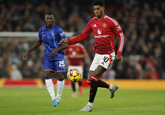 Marcus Rashford z Manchester United b�hem utkání s Chelsea.