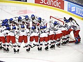 �eské hokejistky se chystají na zápas.