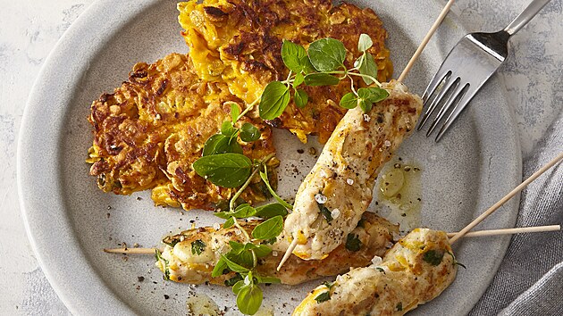 Dýové placky s kuecím kebabem