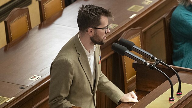 Pokračuje mimořádná schůze Sněmovny k závěrečnému schvalování vládní důchodové reformy. Na snímku Jakub Michálek. (8. listopadu 2024)