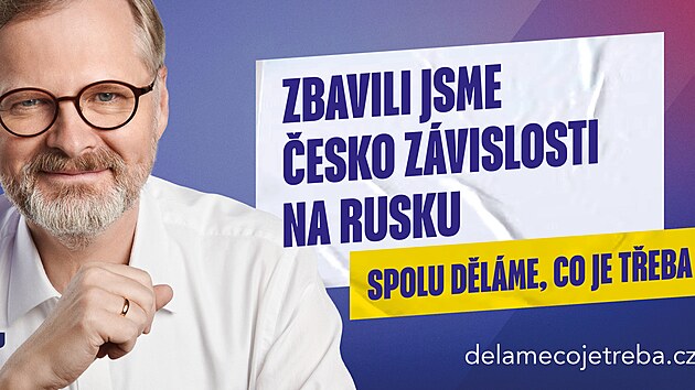 Kampa koalice SPOLU pro nadchzejc snmovn volby s nzvem Dlme, co je teba. Na snmku premir a pedseda ODS Petr Fiala
