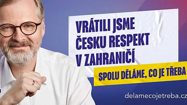 Kampa koalice SPOLU pro nadchzejc snmovn volby s nzvem Dlme, co je teba. Na snmku premir a pedseda ODS Petr Fiala