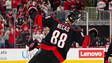 Martin Neas z Caroliny oslavuje svj gól proti Philadelphii.