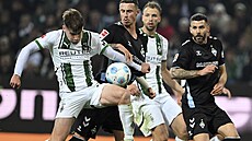 Momentka z utkání mezi Mönchengladbachem a Werderem Brémy.