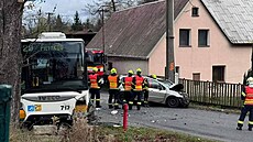 V ulici Minkovická dolo ke sráce osobního vozidla s autobusem MHD. (2.11.2024)