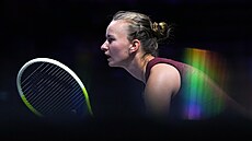 Barbora Krej�íková se chystá na servis soupe�ky b�hem semifinále Turnaje...