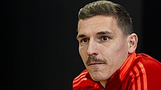 Spar�anský zálo�ník David Pavelka na tiskovce p�ed soubojem Ligy mistr� s...