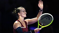Barbora Krej�íková se raduje z postupu do semifinále  Turnaje mistry�.