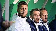 Trenér David Stihavka z Pardubic bhem utkání na pd Bohemians.