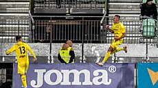 Jan Kliment z Olomouce se raduje ze vst�eleného gólu Karviné.